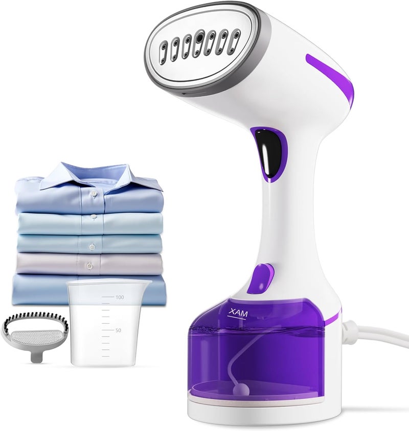 DBC Steamer for Clothes 1500W, 20S Fast Heat-up Portable Handheld Steamer for Clothes, 2 in 1 Fabric Wrinkle Remover with Fabric Brush, 250ml Water Tank, Ideal for Home, Office, Travel, Purple - Image 1